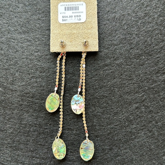 NEW Anthropologie long crystal emerald drop earrings. - Picture 4 of 7